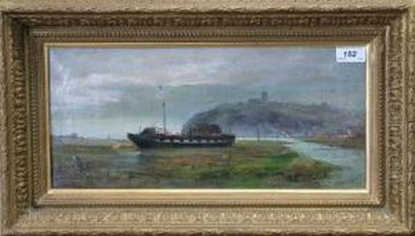A Hulk Aground Beneath A Cliff Top Castle. - view 1