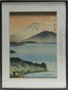 View Of Mount Fuji And Lake Biwa by Hiroaki Shotei