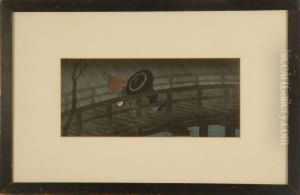 Night Shower At Izumi Bridge by Hiroaki Shotei