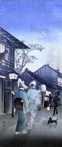 Street Scene At Night by Hiroaki Shotei