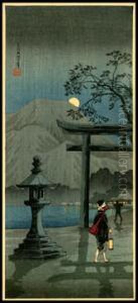 Moon Over Lake Hakone - view 1