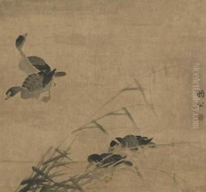 Geese And Reeds by Bian Shoumin