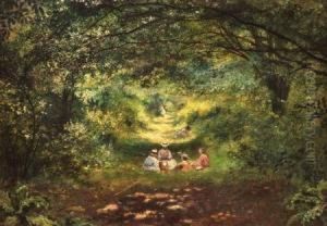 Figures Picnicking On A Sunlit Path