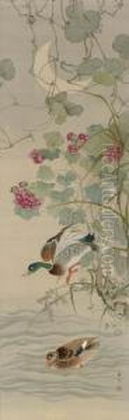 Ducks And Roses Under A Crescent Moon - view 1