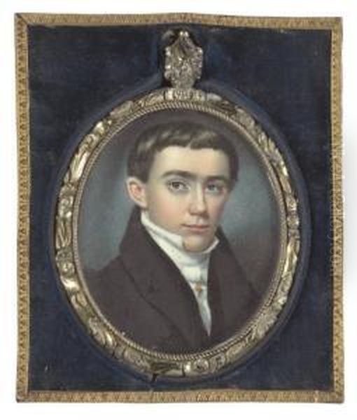 A Miniature Portrait Of A Gentleman In A Black Coat - view 1