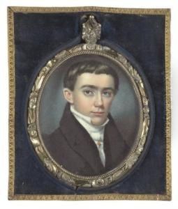 A Miniature Portrait Of A Gentleman In A Black Coat by Henry Colton Shumway