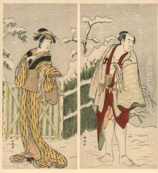 Deux Acteurs Debout Dans Un Paysage De Neige. - view 1