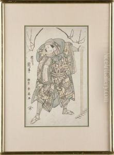 Depicts Kabuki Actor With Rake - view 1