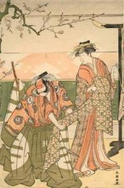 Les Deux Acteurs Sawamuro Sojuro Et Segawa Kikujiro Jouant Dans Un Drame. - view 1