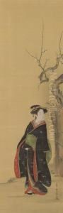 Beauty Beneath Plum Tree by Katsukawa Shunsho