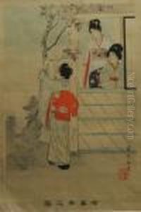 Three Ladies In A Gardenpavilion Three Ladies In A Gardenpavilion
