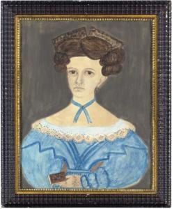 A Portrait Of A Woman In Blue by Samuel A. Shute