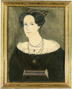 Portrait Of A Young Lady Wearing A Striped Belt by Samuel A. Shute