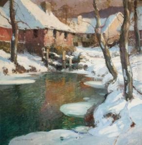 Houses Along A Winter Brook