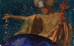 "hermes Als Gott Der Geschicklichkeit Und List" Unten Links Signiert: A. Sieber