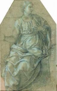 Recto : Femme Assise Regardant Vers La Droite by Girolamo Sicciolante Da Sermoneta