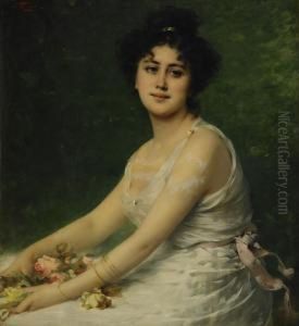 Flicka Med Blomster by Nathaniel Sichel