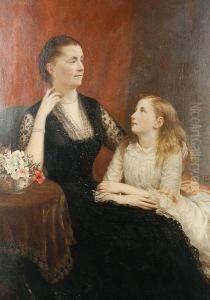 Portrait Of A Mother And Daughter by Samuel Sidley