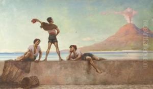 Scugnizzi Sullo Sfondo Del Vesuvio by Herbert Sidney