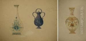 Lot De 14 Etudes De Vases Pour La Manufacture De Sevres by Eugene Sieffert