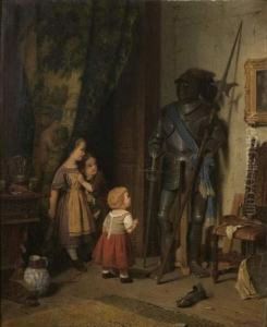 Jeunes Enfants Dans Une Galerie by August Friedrich Siegert