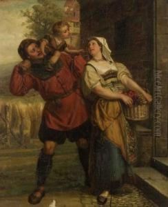 With Mother And Father by August Friedrich Siegert