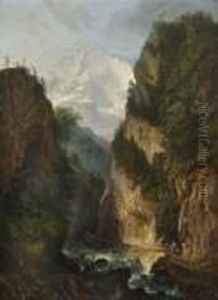 Gebirgsschlucht Im Berner Oberland. by Johann Jakob Siegmund