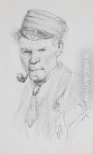 Portret Mezczyzny Z Fajka by Henrik Ippolipovich Semiradskii