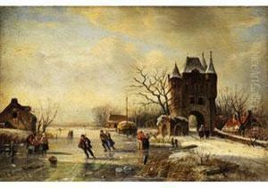 Eisvergnugen In Polderlandschaft by Louis Sierich