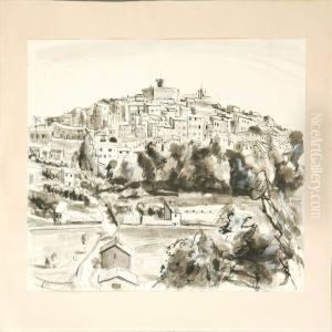 A View Of Cagnes-sur-mer by Otto Sievert