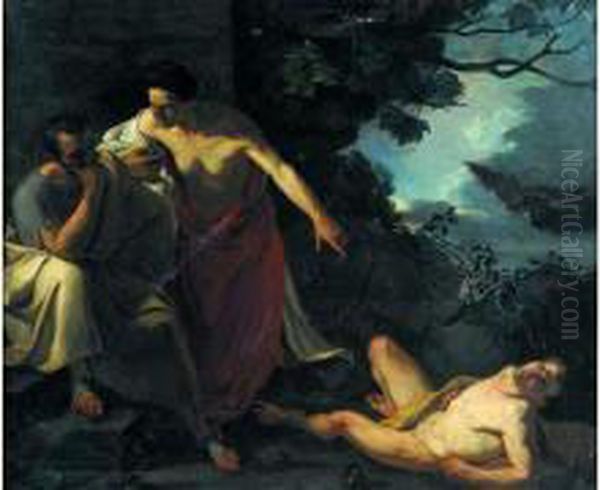 Locuste Remettant A Narcisse Le Poison Destine A Britannicus En Faisant L'essai Sur Un Jeune Esclave - view 1
