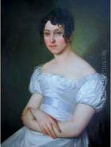 Portrait De Femme A La Robe Blanche by Xavier Sigalon