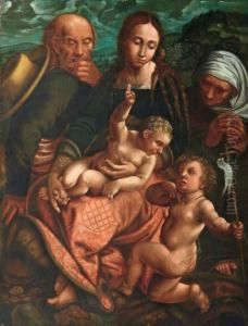 Sacra Famiglia Con Santa Elisabetta E San Giovannino by Luca Signorelli