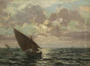 "segelboote Auf Ruhiger See"
Ol/leinwand, Signiert, Datiert: 1907, Ruckseitig Klebezettel: by Charles Louis E. Signoret