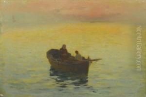 Dammerung Auf Dem See. by Charles Louis E. Signoret