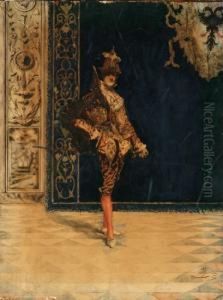 Figura In Costume Settecentesco E Stemma Araldico Sullo Sfondo Figura In Costume Settecentesco E Stemma Araldico Sullo Sfondo