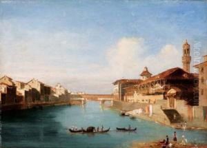 Firenze, Sull'arno by Giovanni Signorini