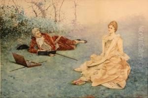 Artist And Model by Guiseppe Signorini