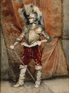 A Portrait Of A Cavalier, Full-length by Guiseppe Signorini