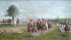 Napoleon Salue Par La Cavalerie by Guido Sigriste