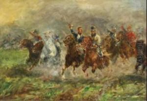 Marshall Ney Leading A Troop Of Hussars In A Charge by Guido Sigriste