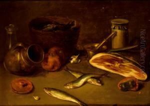 Bodegon Con Jamon, Sardinas Y Cacharros