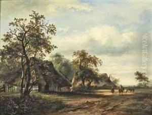 Summer Landscape With Travellers On A Country Road by Ferdinand Hendrik Sijpkens