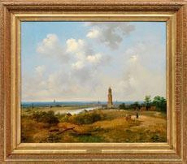 Grose Hollandische Flusslandschaft Mit Blick Auf Ein Dorf - view 1