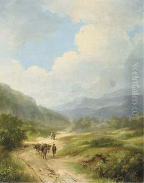 Travellers In A Hilly Landscape - view 1