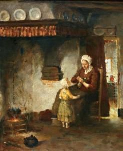 Moeder Met Kind En Pop by Gijsbertus Jan Sijthoff