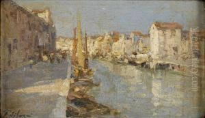 Venezianische Kanalszene. by Ferdinando Silvani