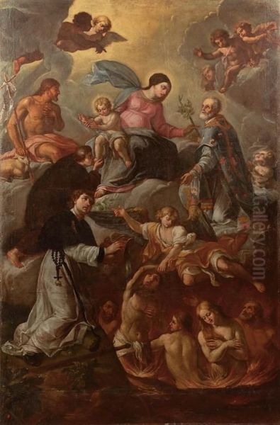 La Vergine Col Bambino, I Santi Giovanni Battista, Antonio, Filippo Neri E Domenico E Le Anime Del Purgatorio - view 1