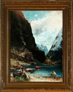 Norwegian Inlet Scenery. Signed Sigv. Simensen Norwegian Inlet Scenery. Signed Sigv. Simensen