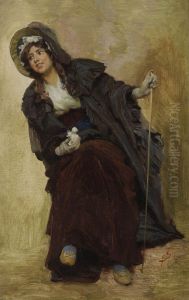 Sitzende Junge Dame. by Franz Xaver Simm
